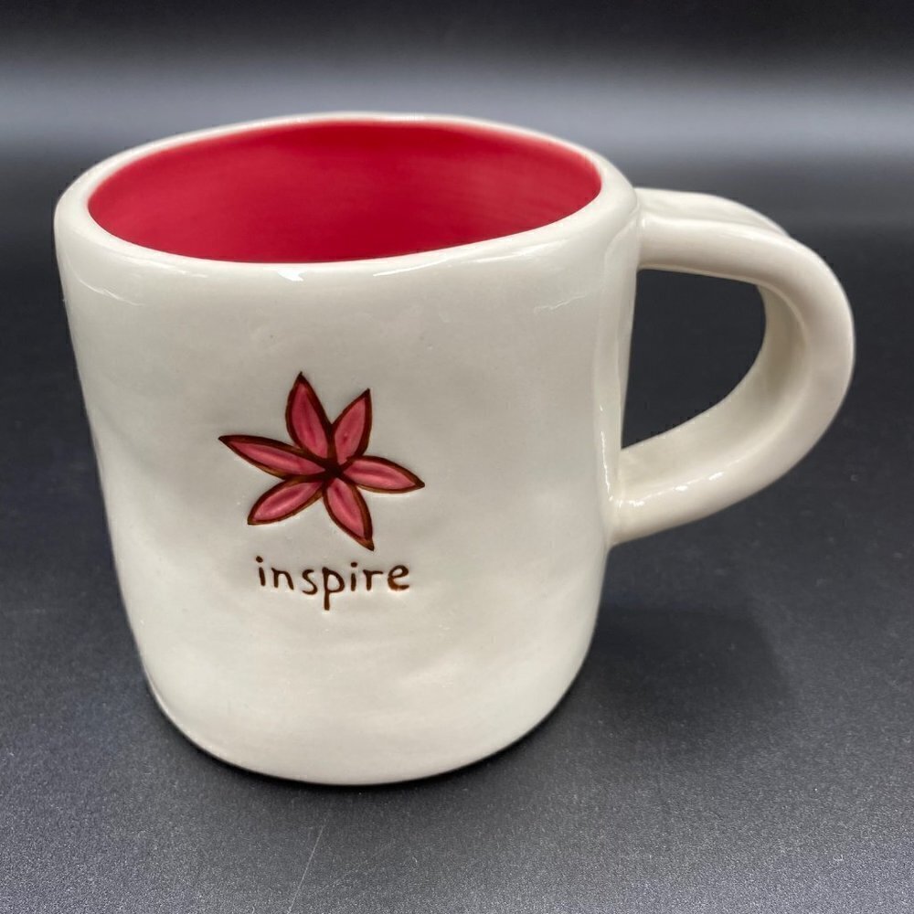 Starbucks INSPIRE Coffee Mug Cup Spring 10 oz White Pink Flower 2008